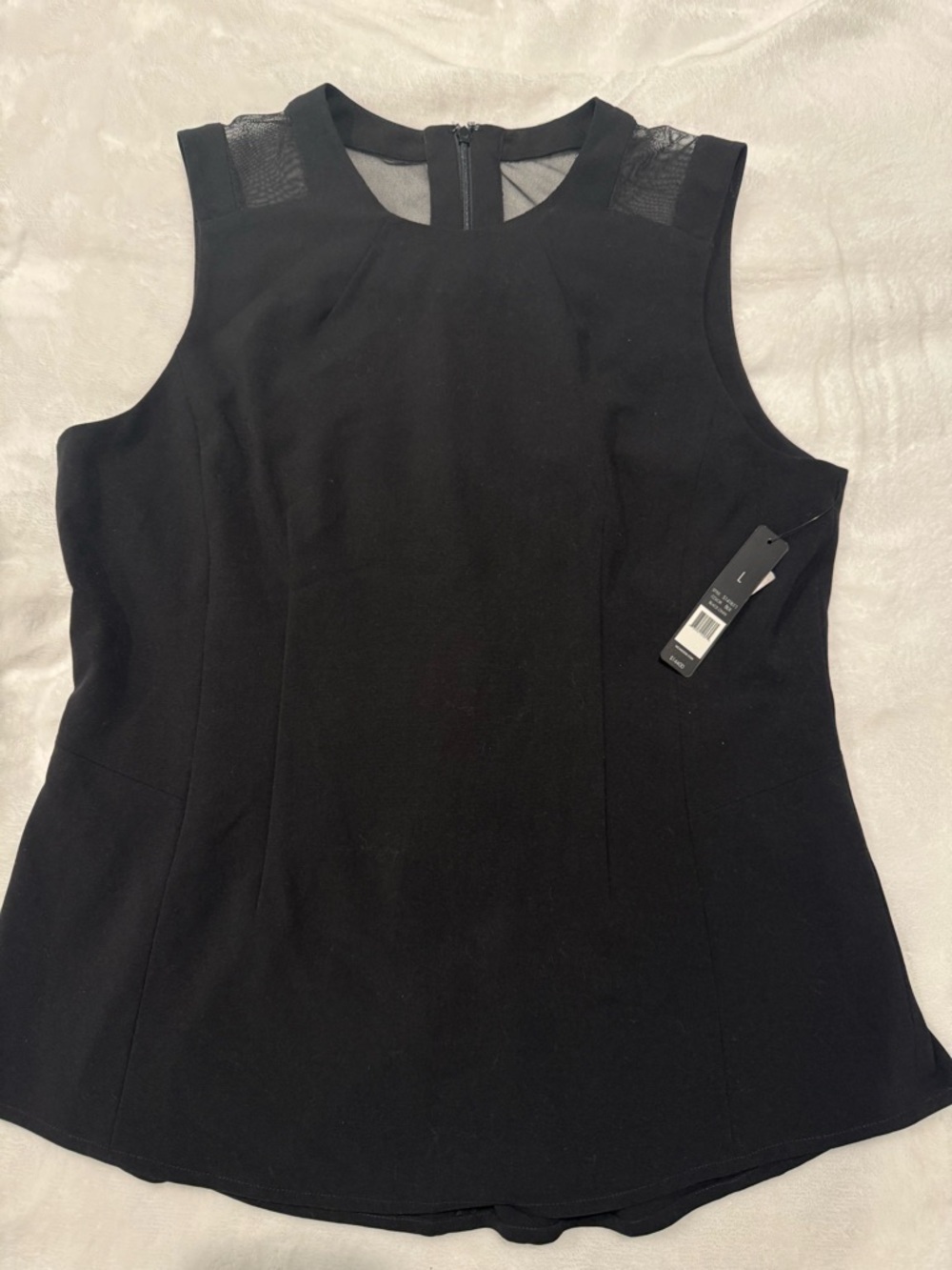 NIC+ZOE Black Sleeveless Mesh Yoke Top